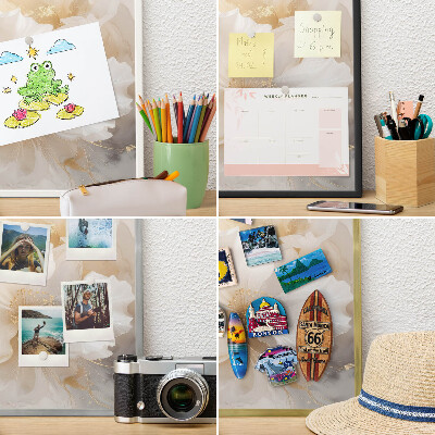 Magneetbord voor souvenir magneten met zilveren lijst Pastelkleurige bloemen