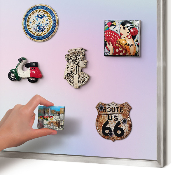 Magneetbord voor souvenir magneten met zilveren lijst Pastelkleurige overgang