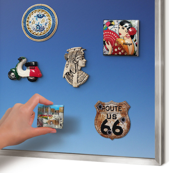 Decoratief metalen magneetbord in een zilveren lijst Blauwe kleurovergangen