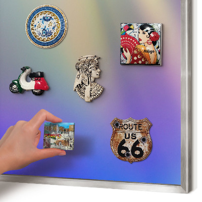 Magneetbord voor souvenir magneten met zilveren lijst Subtiele kleurovergang