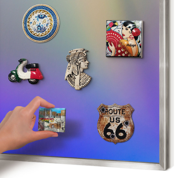 Magneetbord voor souvenir magneten met zilveren lijst Subtiele kleurovergang