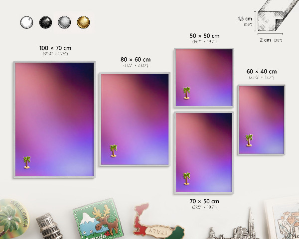 Decoratief metalen magneetbord in een zilveren lijst Kleuren van harmonie