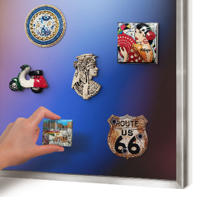 Magneetbord voor souvenir magneten met zilveren lijst Kleuren van Balans