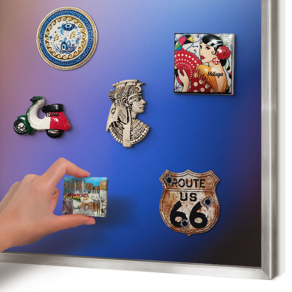 Magneetbord voor souvenir magneten met zilveren lijst Kleuren van Balans