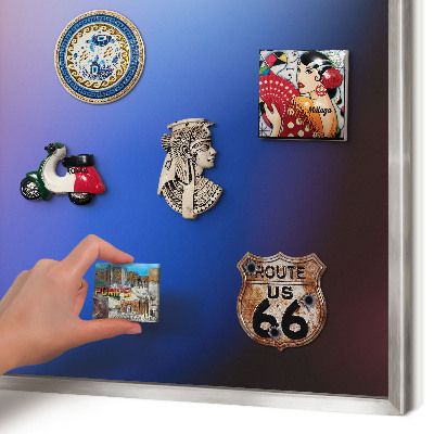 Magneetbord voor souvenir magneten met zilveren lijst Kleuren van Balans
