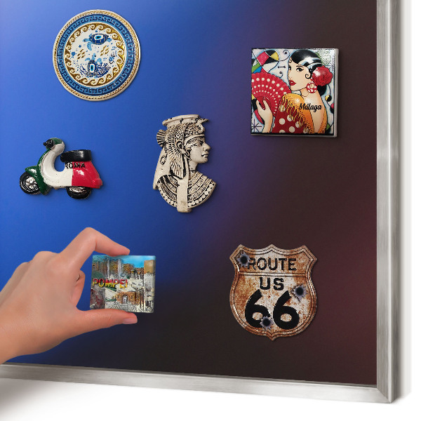 Magneetbord voor souvenir magneten met zilveren lijst Kleuren van Balans