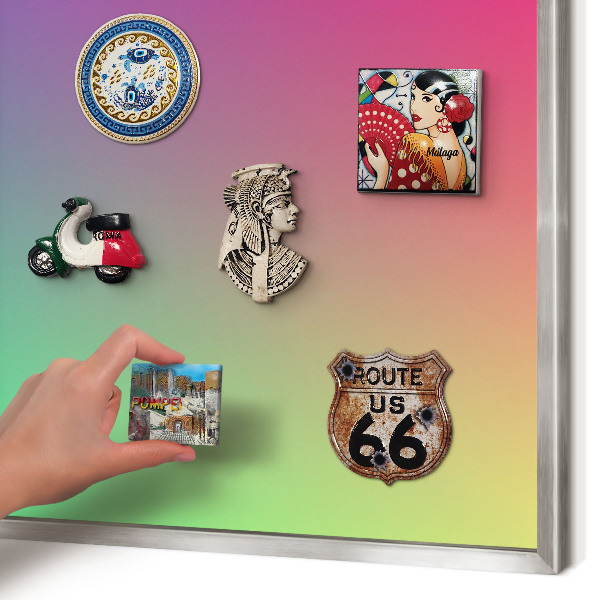 Decoratief metalen magneetbord in een zilveren lijst Kleurrijk verloop