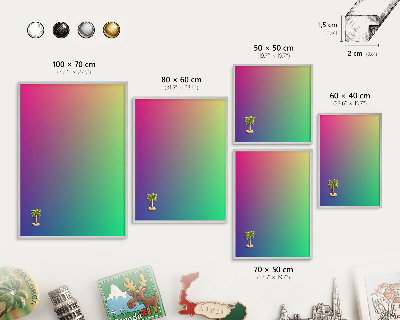 Decoratief metalen magneetbord in een zilveren lijst Kleurrijk verloop