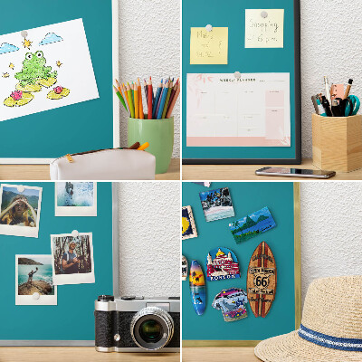 Magneetbord voor souvenir magneten met zilveren lijst Koel turkoois