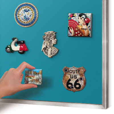 Magneetbord voor souvenir magneten met zilveren lijst Koel turkoois