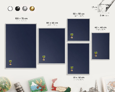 Decoratief metalen magneetbord in een zilveren lijst Donker marineblauw