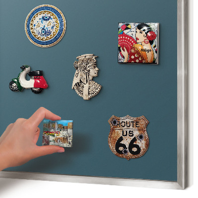 Magneetbord voor souvenir magneten met zilveren lijst Donker turkoois