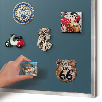 Magneetbord voor souvenir magneten met zilveren lijst Donker turkoois