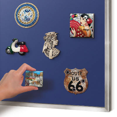 Magneetbord voor souvenir magneten met zilveren lijst Levendig marineblauw