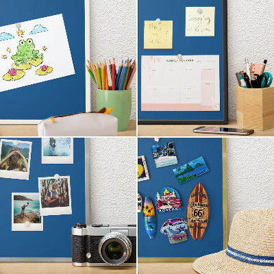 Decoratief metalen magneetbord in een zilveren lijst Donkerblauw