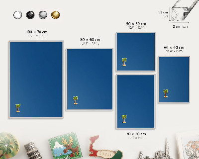 Decoratief metalen magneetbord in een zilveren lijst Donkerblauw
