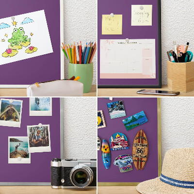 Magneetbord voor souvenir magneten met zilveren lijst Sterk paars