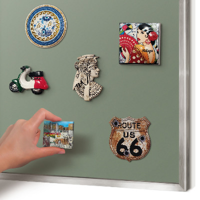 Magneetbord voor souvenir magneten met zilveren lijst Donkere salie