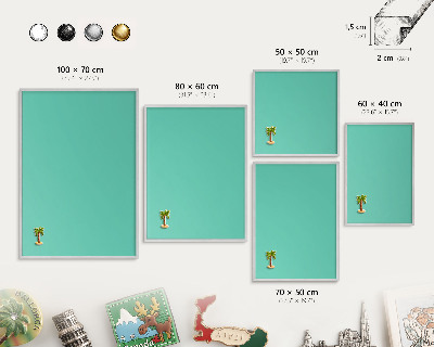 Decoratief metalen magneetbord in een zilveren lijst Sterke munt