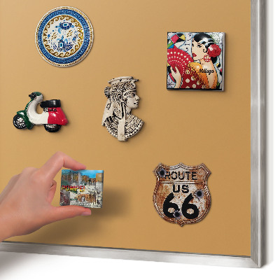 Magneetbord voor souvenir magneten met zilveren lijst Doffe oranje
