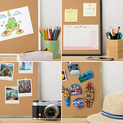 Magneetbord voor souvenir magneten met zilveren lijst Doffe oranje