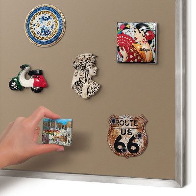 Magneetbord voor souvenir magneten met zilveren lijst Neutraal bruin
