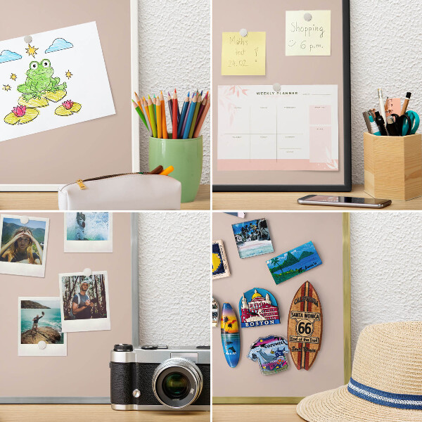 Magneetbord voor souvenir magneten met zilveren lijst Beige roze