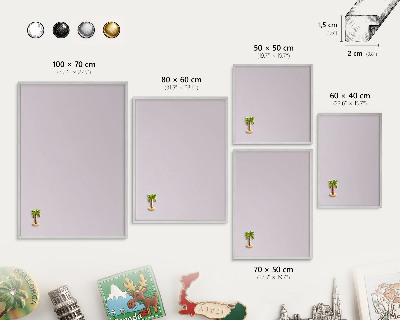 Decoratief metalen magneetbord in een zilveren lijst Licht lila