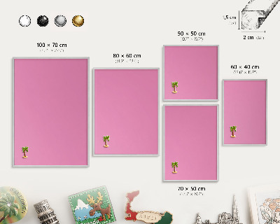 Decoratief metalen magneetbord in een zilveren lijst Koel roze