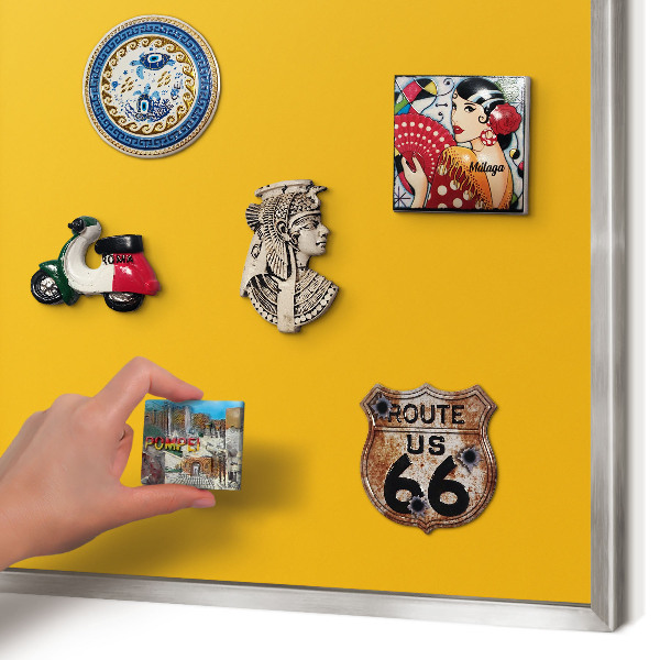 Magneetbord voor souvenir magneten met zilveren lijst Levendig oranje