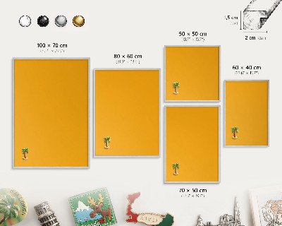 Magneetbord voor souvenir magneten met zilveren lijst Levendig oranje