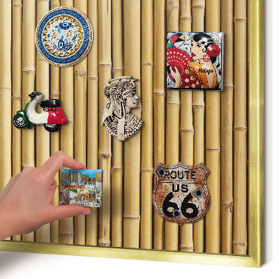 Metalen magneetbord met lijst in het goud Bamboe patroon