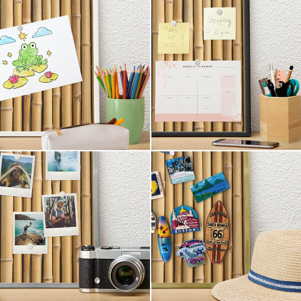 Metalen magneetbord met lijst in het goud Bamboe patroon