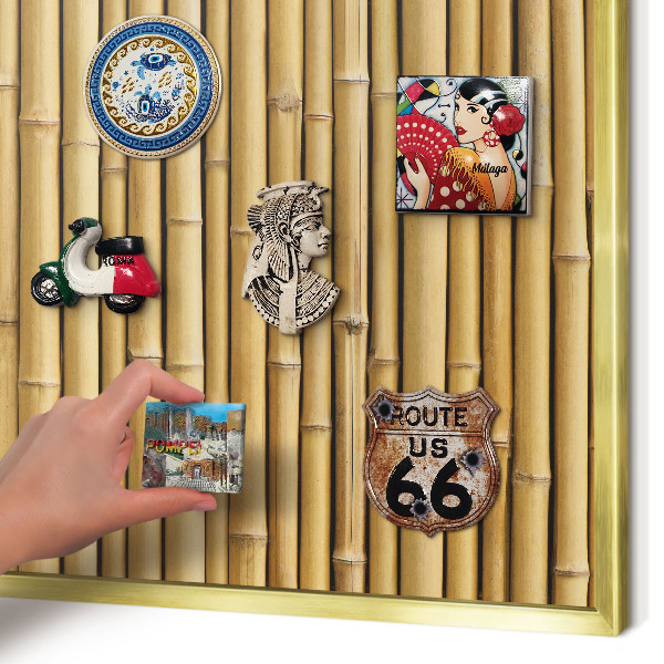 Metalen magneetbord met lijst in het goud Bamboe patroon