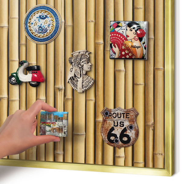 Metalen magneetbord met lijst in het goud Bamboe patroon