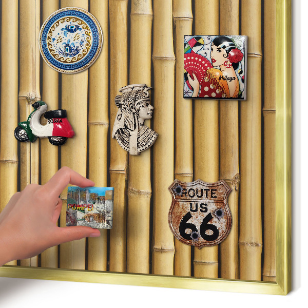 Metalen magneetbord met lijst in het goud Bamboe patroon