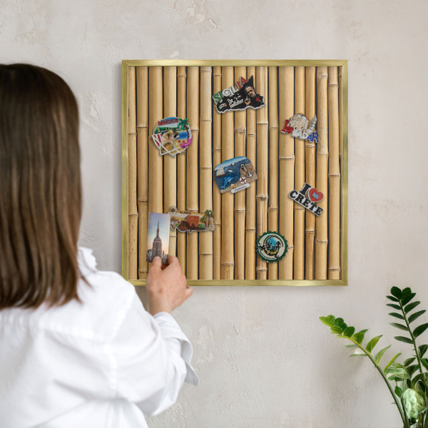 Metalen magneetbord met lijst in het goud Bamboe patroon