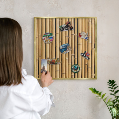 Metalen magneetbord met lijst in het goud Bamboe patroon