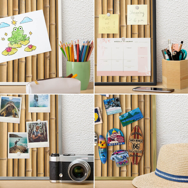Metalen magneetbord met lijst in het goud Bamboe patroon