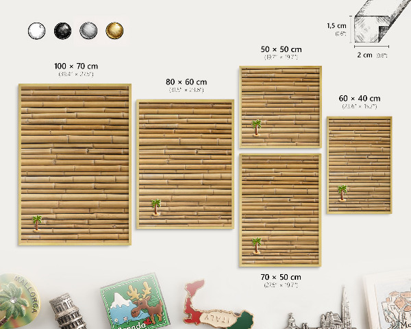 Metalen magneetbord met lijst in het goud Bamboe patroon