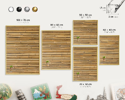 Metalen magneetbord met lijst in het goud Bamboe patroon