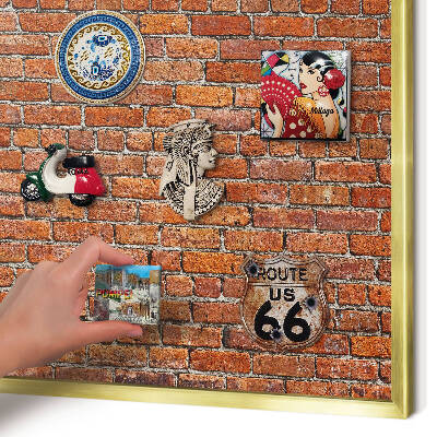 Magnetisch bord voor reismagneten met gouden lijst Baksteenmotief