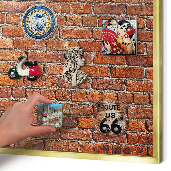 Magnetisch bord voor reismagneten met gouden lijst Baksteenmotief