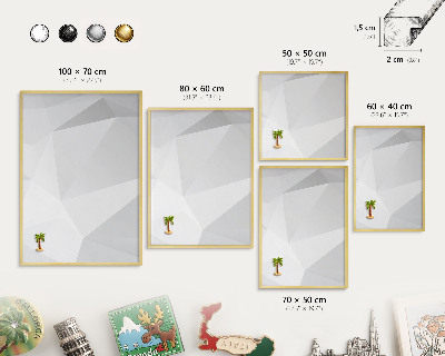 Metalen magneetbord met lijst in het goud Witte geometrie
