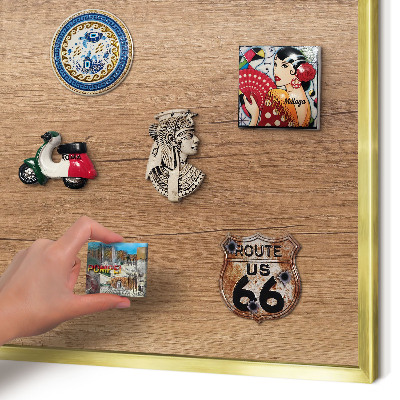 Magnetisch bord voor reismagneten met gouden lijst Houtstructuur