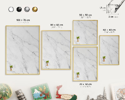 Metalen magneetbord met lijst in het goud Marmerpatroon