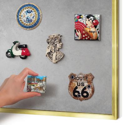 Magnetisch bord voor reismagneten met gouden lijst Zilveren mist