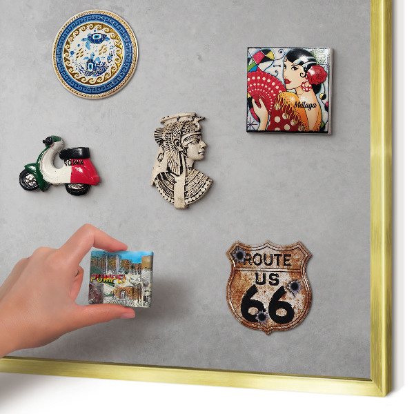 Magnetisch bord voor reismagneten met gouden lijst Zilveren mist