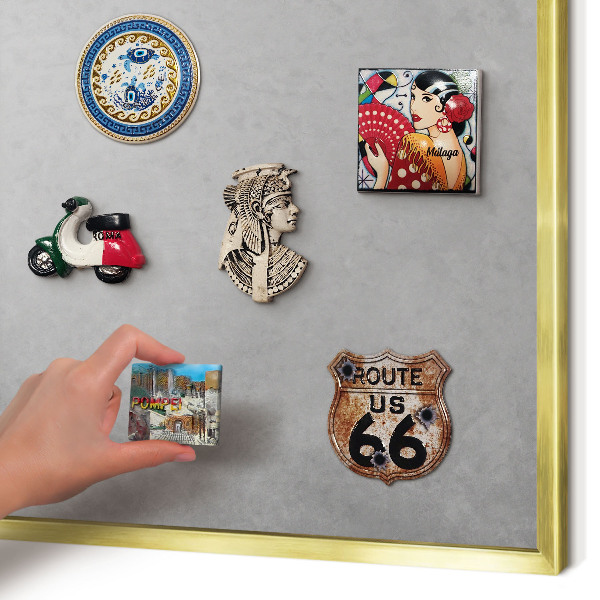 Magnetisch bord voor reismagneten met gouden lijst Zilveren mist
