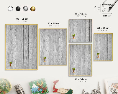 Metalen magneetbord met lijst in het goud Houtstructuur
